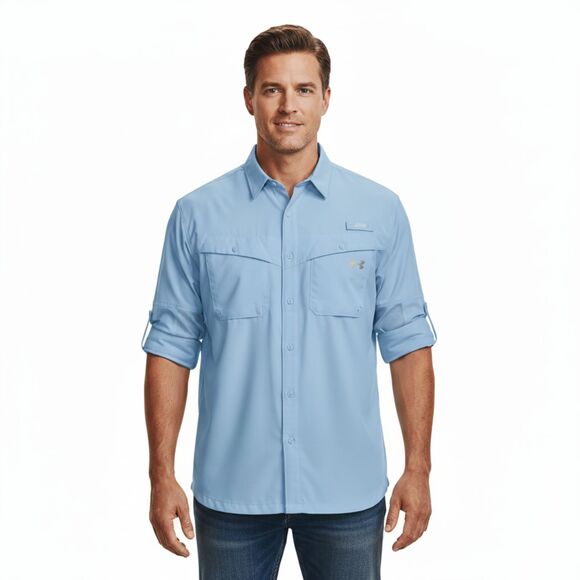 Under Armour Blue Tide Chaser Fishing Shirt Men's Large - Picture 1 of 10